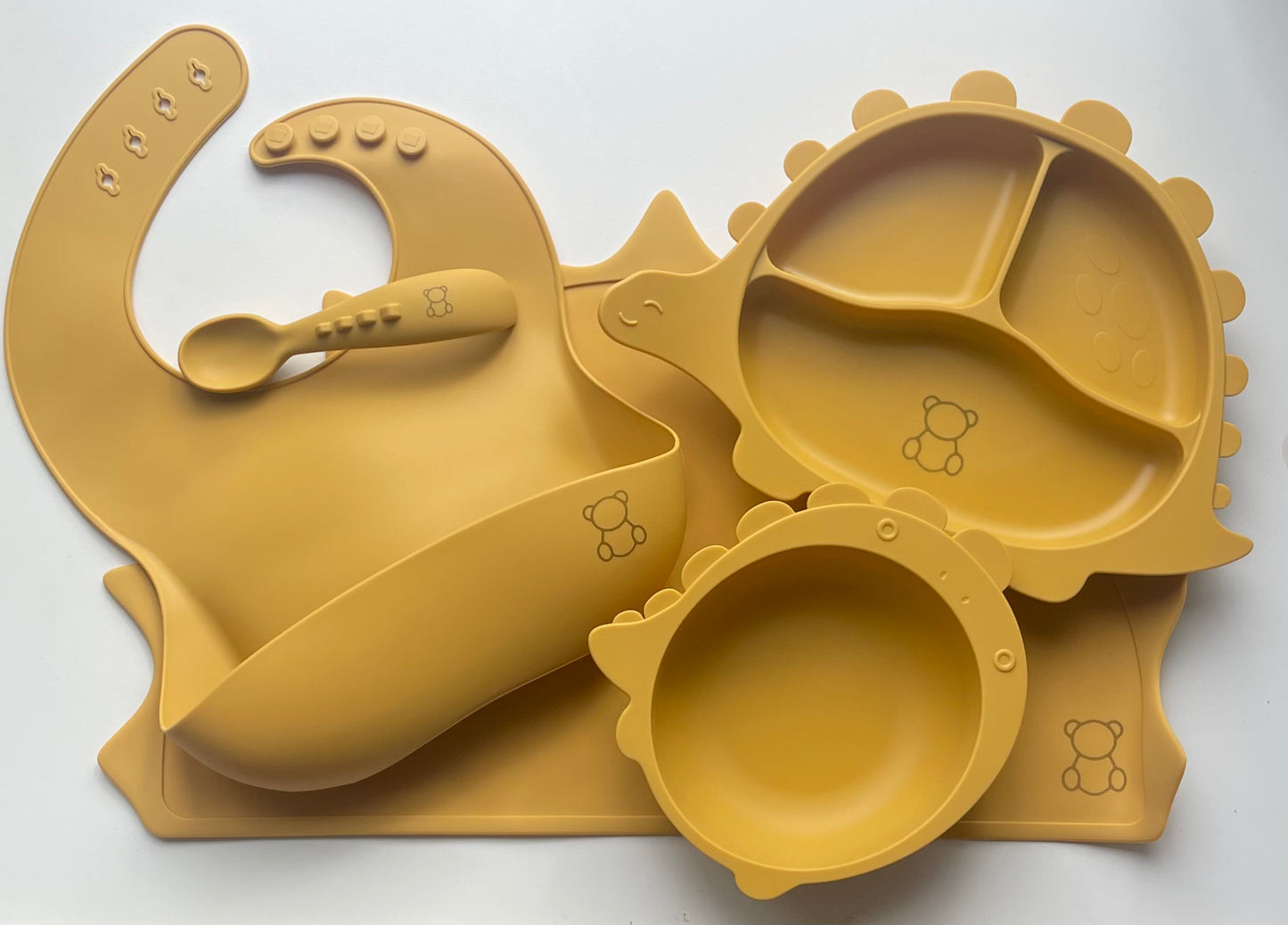 The “DINO ROAR” Feeding Set - MUSTARD YELLOW