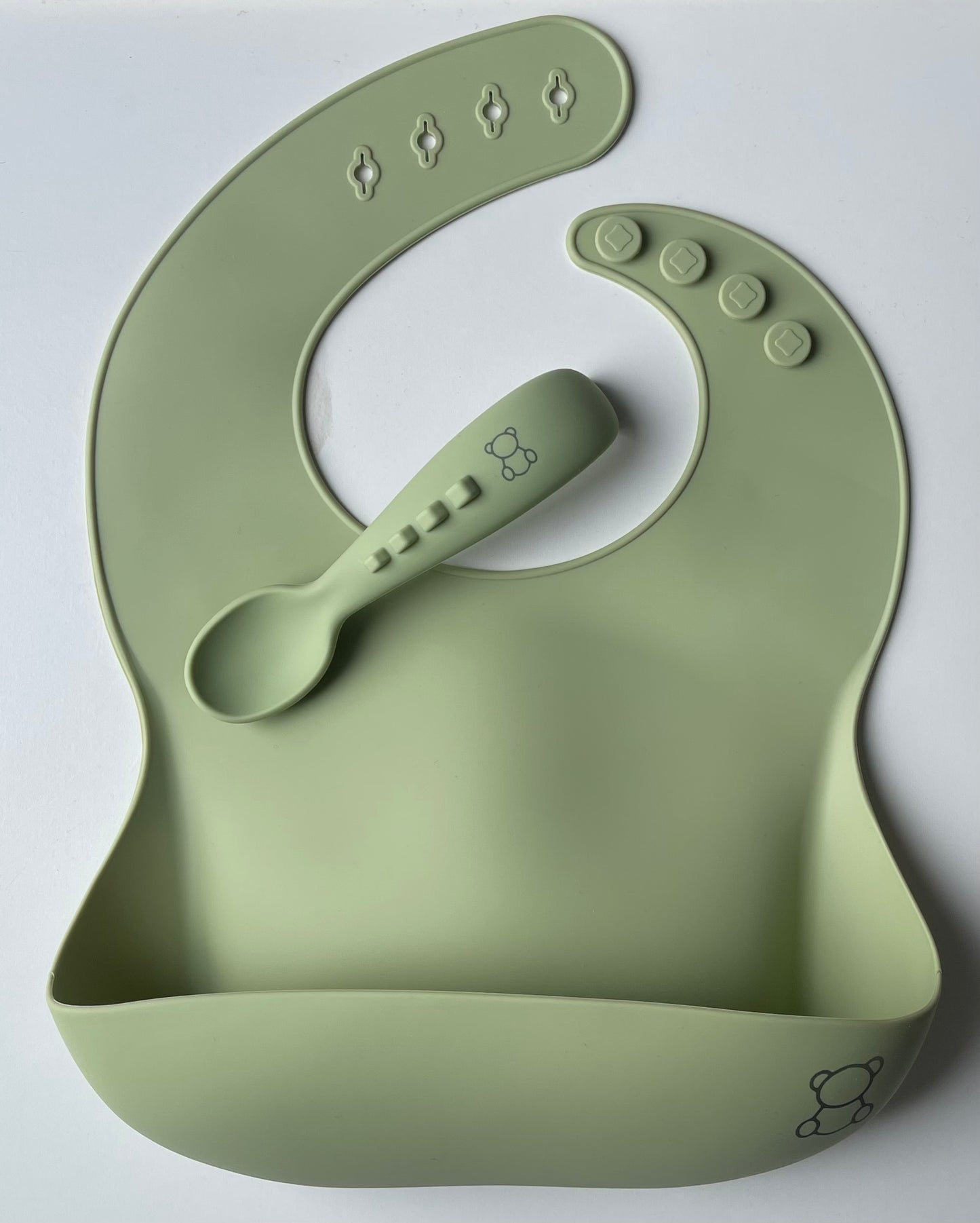 The “DINO ROAR” Feeding Set - SAGE GREEN